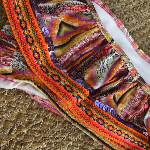 Boho ruffle tie side bikini M - Picture 5 of 11